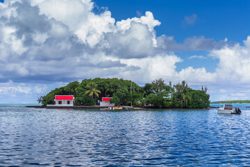 A small island off the coast at Pointe des Regates in Mahebourg, Grand Port, Mauritius