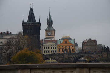 Obraz premium city castle and charles bridge