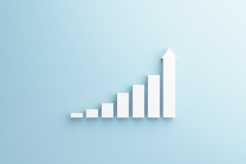 White stair step to growth success, 3d render, progress way and forward achievement creative concept