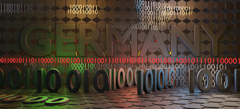 digital concept Germany. Germany binary code dark background 3d-illustration