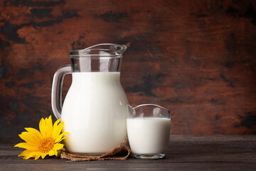 Milk in glass jug