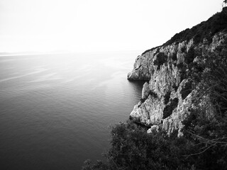 Fototapeta na wymiar Croatian coastline in black and white