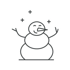 Cute snowman outline contour drawing. Fully editable icon. Vector flat design.