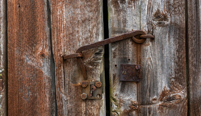 old wooden door with lock