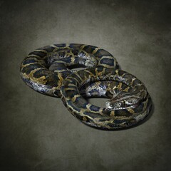 Big toothy Python. 3d illustration