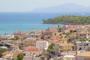 Fototapeta na wymiar Ermioni, Greece, Peleponnese houses, town and the sea