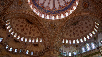 Fototapeta na wymiar Ceiling in Blue Mosque, Istanbul