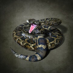 Big toothy Python. 3d illustration