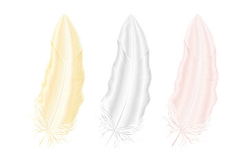 Silver and gold glitter feathers.Boho style elements,tattoo template.