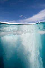 Fototapeta na wymiar Underwater Icebergs, Ililussat, Greenland