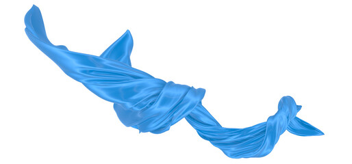 Naklejka premium Beautiful flowing fabric of blue wavy silk or satin. 3d rendering image.