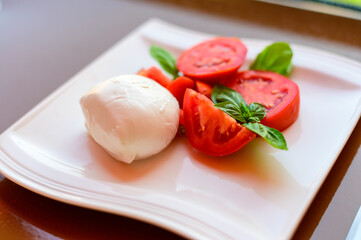Fresh soft white italian cheese mozzarella buffalo made from Italian buffalo's milk by pasta filata method