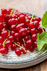 Ripe healthy antioxidant red currant berries