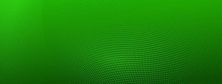 Abstract halftone background of small dots and wavy lines in green colors