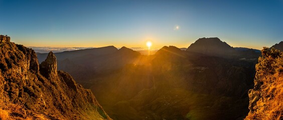 Sunrise over the mountains, Maido Reunion Island