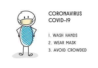 Coronavirus prevention concept. New dangerous disease. Vector