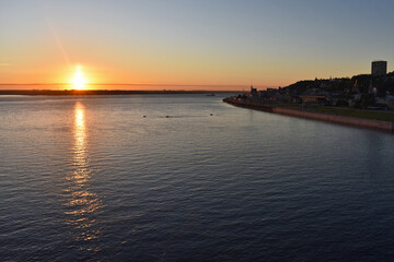 dawn on the Volga River. Nizhny Novgorod