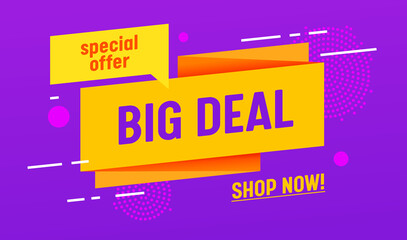 Big Deal Special Offer Sale Banner, Digital Social Media Marketing Advertising. Special Offer Shop Now Shopping Discount