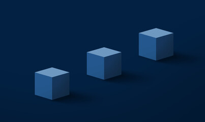 3つのキューブが置かれている背景素材