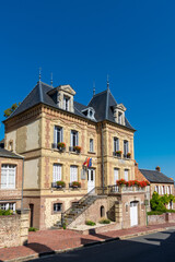 Fototapeta na wymiar Façade de la mairie de Beaumont-en-Auge, Normandie, France