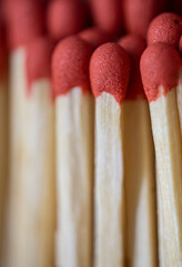 Focus on one special match among other matches sticks. Shallow depth of field