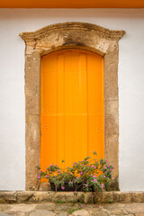 Antique door of an old building in the city of Paraty, state of Rio de Janeiro, Brazil, founded in...