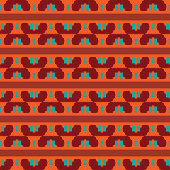 Vector seamless pattern texture background with geometric shapes, colored in orange, red, brown, green colors.