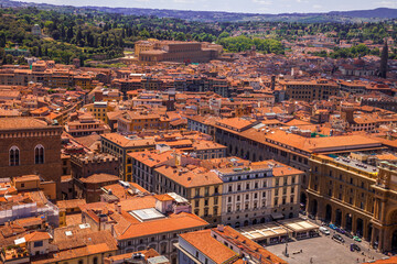Fototapeta na wymiar Aerial view of the rooftops ot Florence, Italy