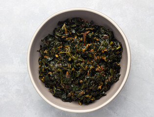 Ye'abesha gomen. Gomen - stewed greens in a bowl