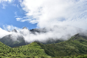 Image of Mountain range with clouds