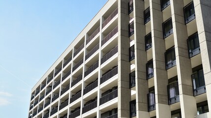 Fototapeta premium Modern European residential apartment buildings quarter. Abstract architecture, fragment of modern urban geometry.