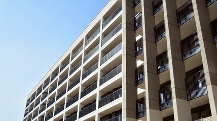Fototapeta premium Modern European residential apartment buildings quarter. Abstract architecture, fragment of modern urban geometry.