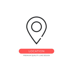 Location icon. Map pin, marker, pointer, navigation concepts. Premium quality graphic design element. Modern sign, linear pictogram, outline symbol, simple vector thin line icon