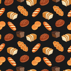 Bread and cereal seamless pattern. Food pattern. Vector