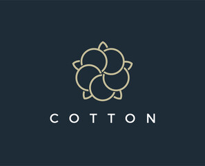 minimal cotton logo template - vector illustration - obrazy, fototapety, plakaty