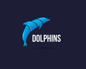 minimal dolphin logo template - vector illustration