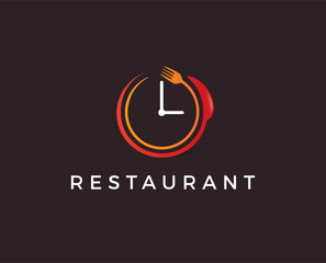 minimal meal time logo template - vector illustration
