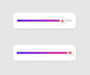 Slider fire and heart emoji vector illustration for social