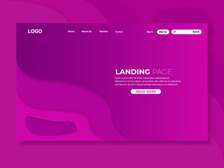 Colorful papercut landing page, interface design, vector