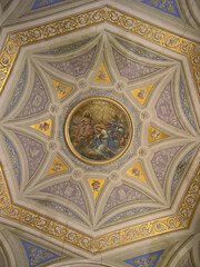 Italy, Marche, Fermo, Fermo Cathedral ceiling decoration.