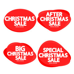 Set Christmas Sale bubble banners design template, discount tags, app icons, vector illustration