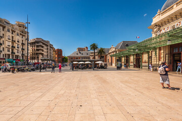 Nice, France, May 15, 2015: Tourists on the Streets in the centre of Nice. © karamysh