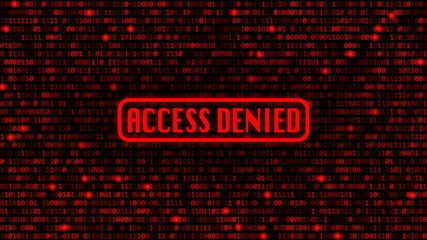 Red binary code background with "access denied" text.	
