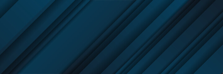 Obraz premium Abstract blue banner background with dark stripes. Minimal geometric background. Dynamic blue shapes composition with black lines. Abstract vector background modern hipster futuristic graphic. 