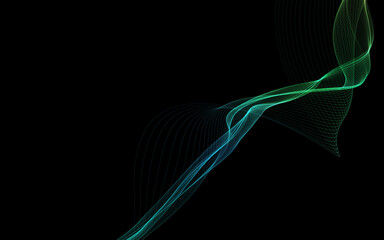 Dark abstract background with a glowing abstract waves