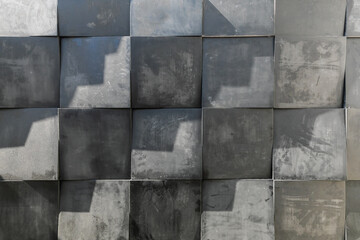 Wall decoration made of square concrete tile panels