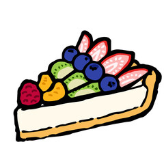 Illustration of Fruit tart(Slice): Illustration like hand drawn illustration with ink and brush