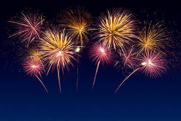 Colorful fireworks celebration and the twilight sky.