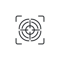 Line icon style Gun target and camera focus button icon. Perfection shot and hit for sniper. Accurate strategy challenge. interface. Vector illustration. Design on white background. EPS 10
