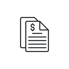 line icon style. invoice, Dollar bank statement. Business Payment form document. Finance receipt, bill file. Financial report. accounting tax. Vector illustration. Design on white background. EPS 10